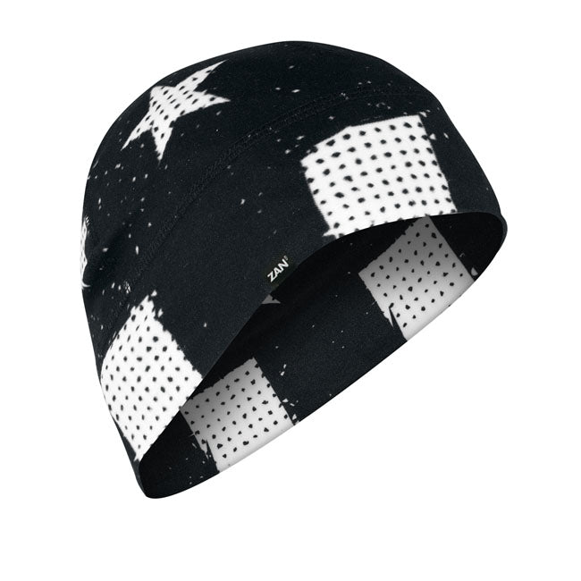 ZAN Headgear Sportflex Helmet Beanie Black & White Flag  - FREE UK Delivery - Moto Central