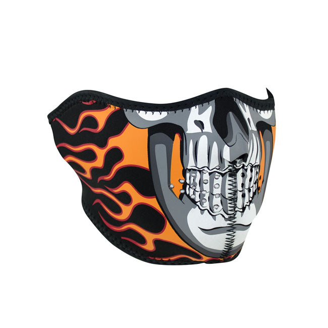 ZAN Headgear Neoprene Half Mask Burning Skull - FREE UK Shipping, FREE 365 Day Returns | Moto Central