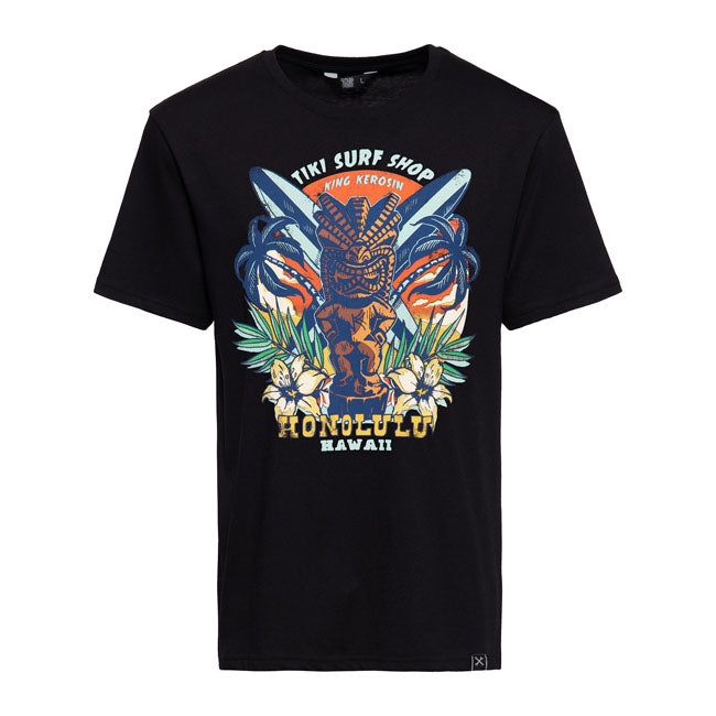 King Kerosin Tiki Surf Shop T-Shirt Black - FREE UK Shipping, FREE 365 Day Returns | Moto Central