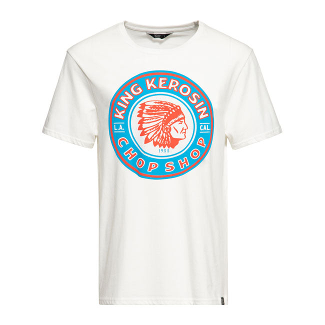 King Kerosin Chop Shop T-Shirt Off-White - FREE UK Shipping, FREE 365 Day Returns | Moto Central