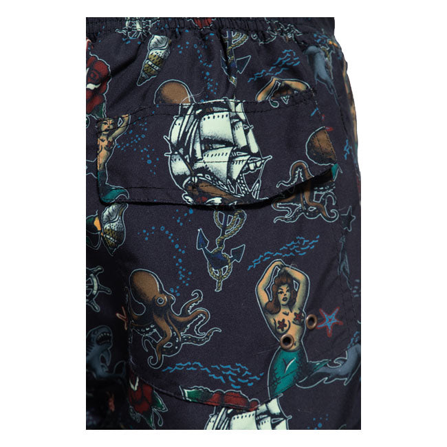 King Kerosin Aop Sailor Swim Shorts Black - FREE UK Shipping, FREE 365 Day Returns | Moto Central