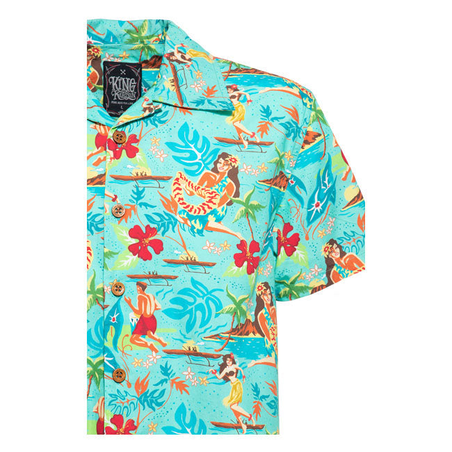 King Kerosin Tropical Hulla Hou Shirt Mint - FREE UK Shipping, FREE 365 Day Returns | Moto Central