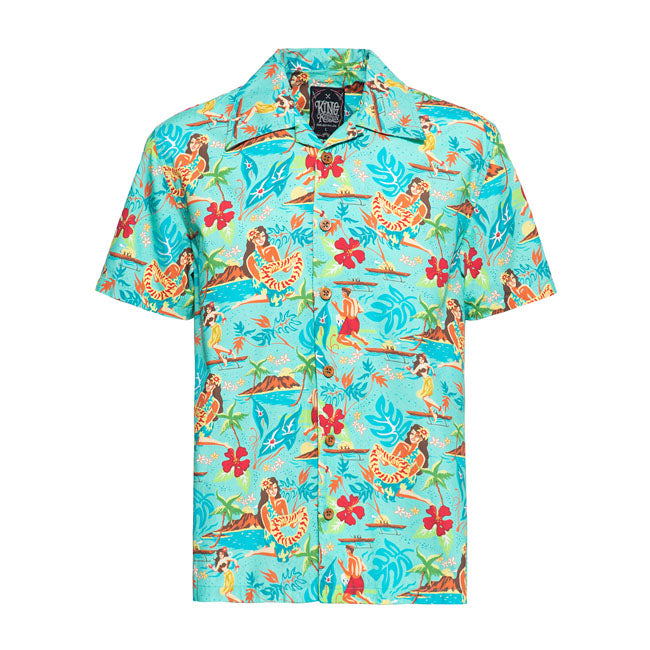 King Kerosin Tropical Hulla Hou Shirt Mint - FREE UK Shipping, FREE 365 Day Returns | Moto Central