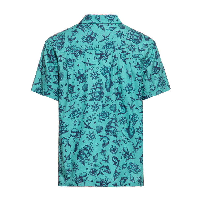 King Kerosin Vintage Tropical Deluxe Shirt Turquoise - FREE UK Shipping, FREE 365 Day Returns | Moto Central