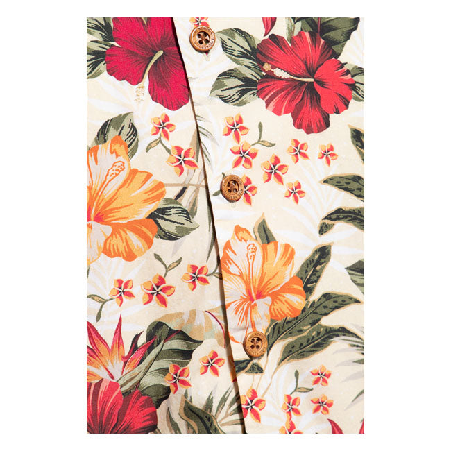 King Kerosin Aop Tropical Hawaiian Style Shirt Off-White - FREE UK Shipping, FREE 365 Day Returns | Moto Central