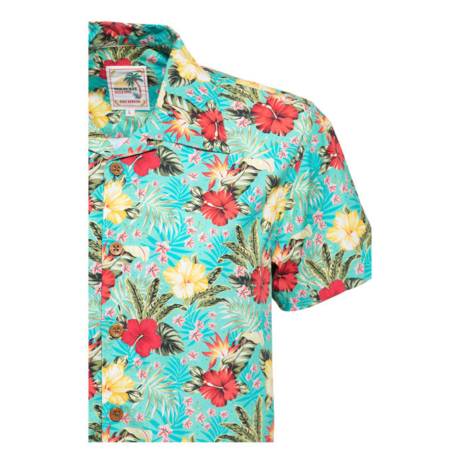 King Kerosin Aop Tropical Hawaiian Style Shirt Mint - FREE UK Shipping, FREE 365 Day Returns | Moto Central