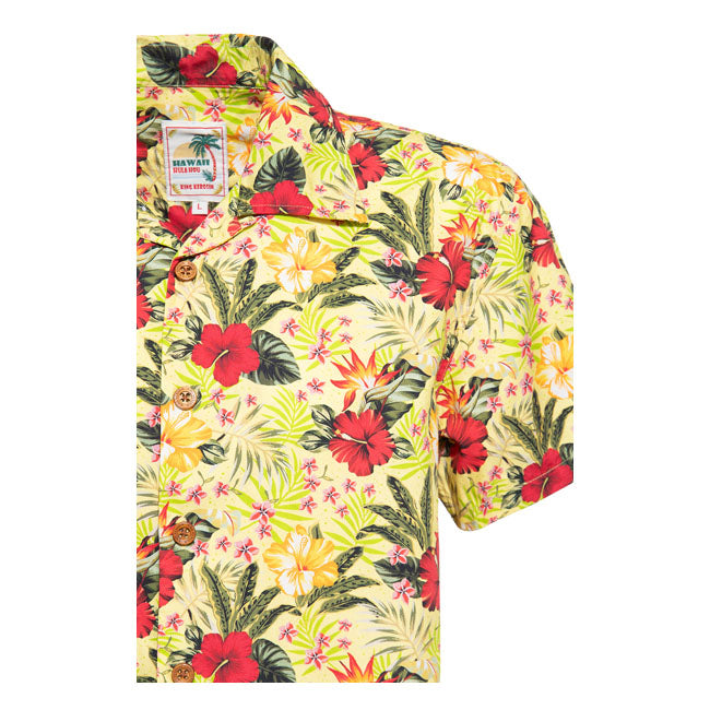 King Kerosin Aop Tropical Hawaiian Style Shirt Blazing Yellow - FREE UK Shipping, FREE 365 Day Returns | Moto Central