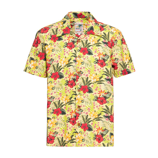 King Kerosin Aop Tropical Hawaiian Style Shirt Blazing Yellow