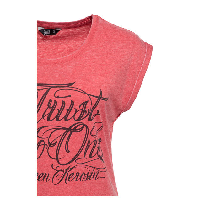 King Kerosin Queen Kerosin Trust No One Ladies T-Shirt Red - FREE UK Shipping, FREE 365 Day Returns | Moto Central