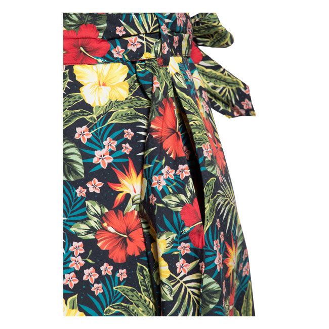 King Kerosin Queen Kerosin Aop Hawaiian Flowers Ladies Dress Black - FREE UK Shipping, FREE 365 Day Returns | Moto Central