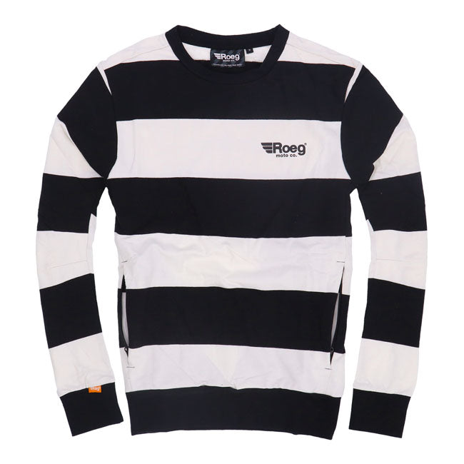 Roeg Shawn Stripe Sweatshirt Off-White / Black - FREE UK Shipping, FREE 365 Day Returns | Moto Central