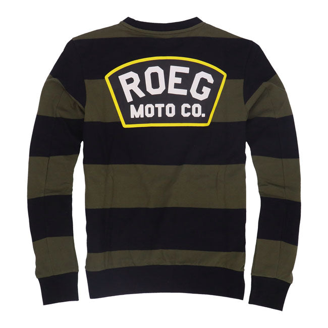 Roeg Shawn Stripe Sweatshirt Army / Black - FREE UK Shipping, FREE 365 Day Returns | Moto Central