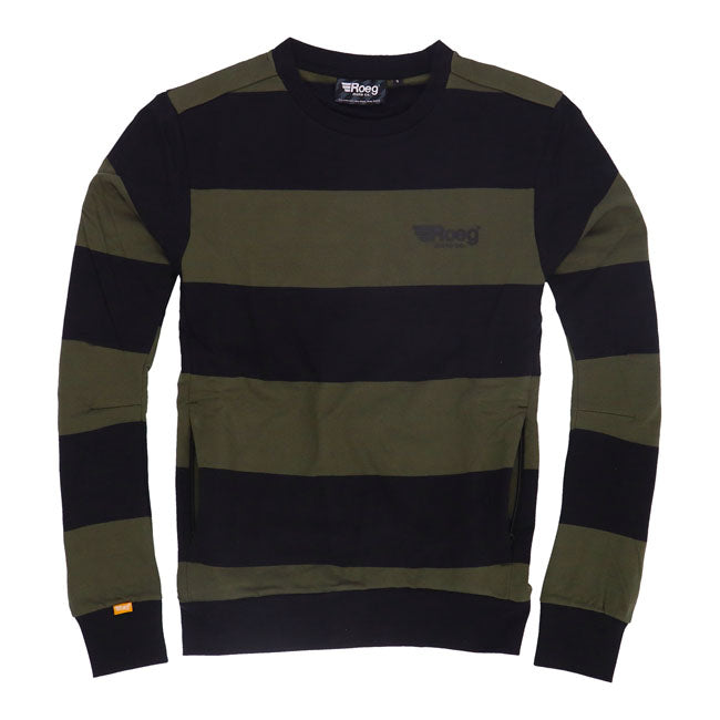 Roeg Shawn Stripe Sweatshirt Army / Black - FREE UK Shipping, FREE 365 Day Returns | Moto Central