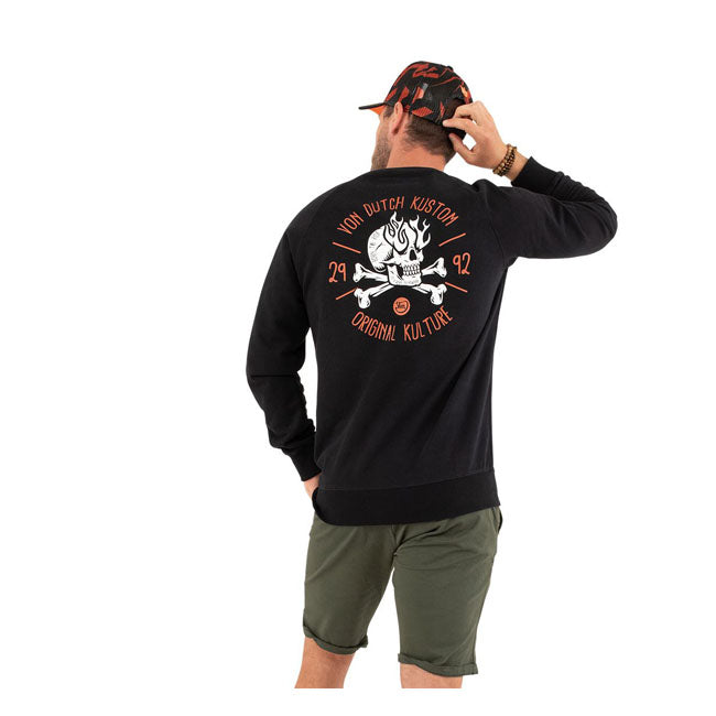 Von Dutch Skull Sweatshirt Black - FREE UK Shipping, FREE 365 Day Returns | Moto Central