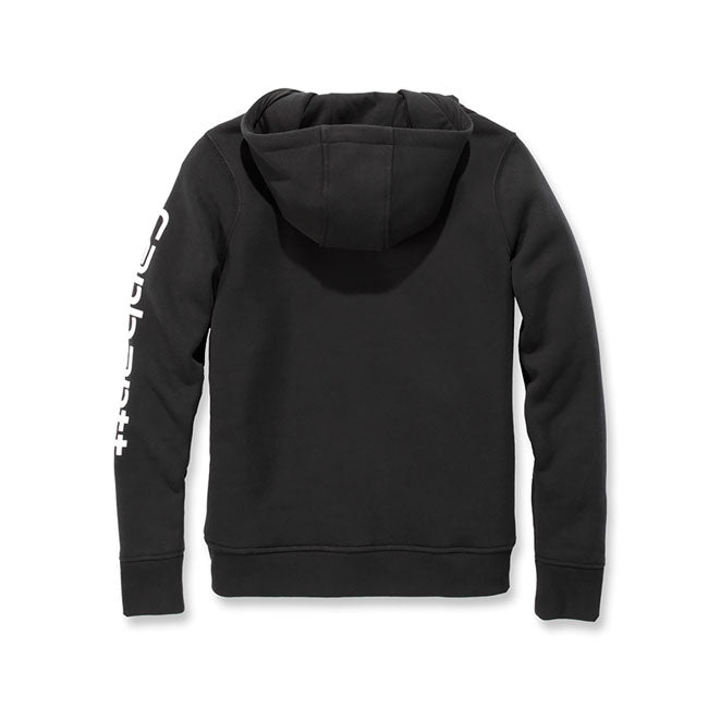 Carhartt Logo Sleeve Ladies Hoodie Black - FREE UK Shipping, FREE 365 Day Returns | Moto Central