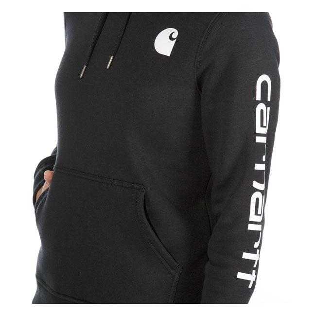 Carhartt Logo Sleeve Ladies Hoodie Black - FREE UK Shipping, FREE 365 Day Returns | Moto Central