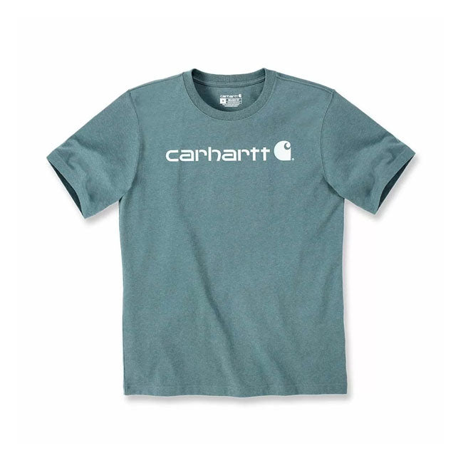 Carhartt Core Logo T-Shirt Sea Pine Heather - FREE UK Shipping, FREE 365 Day Returns | Moto Central