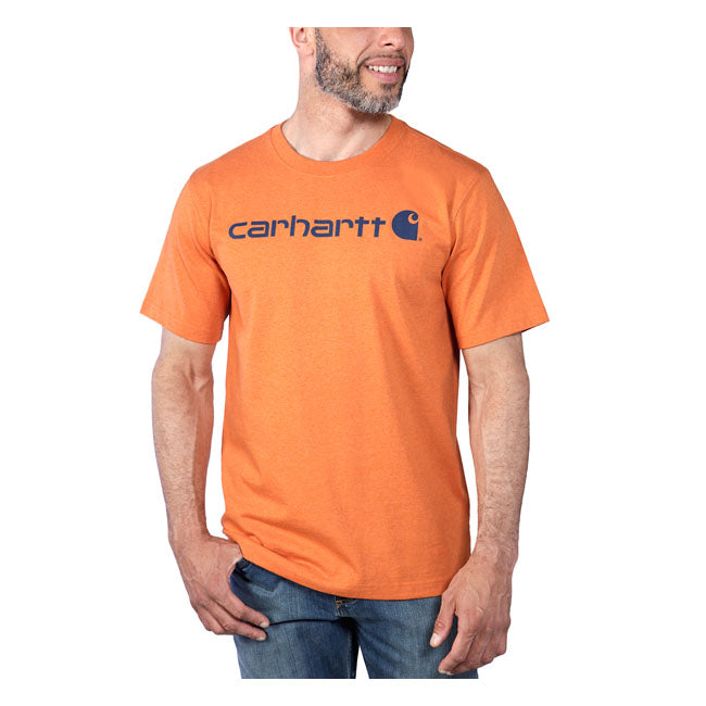 Carhartt Core Logo T-Shirt Marmalade Heather - FREE UK Shipping, FREE 365 Day Returns | Moto Central