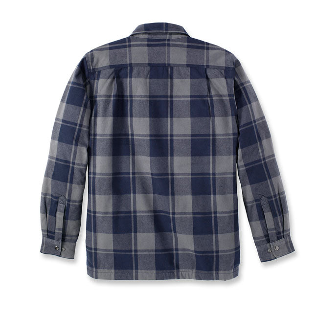 Carhartt Flannel Sherpa-Lined Shirt Navy - FREE UK Shipping, FREE 365 Day Returns | Moto Central