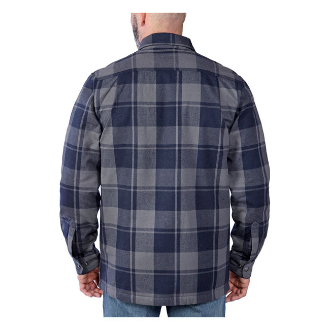 Carhartt Flannel Sherpa-Lined Shirt Navy - FREE UK Shipping, FREE 365 Day Returns | Moto Central