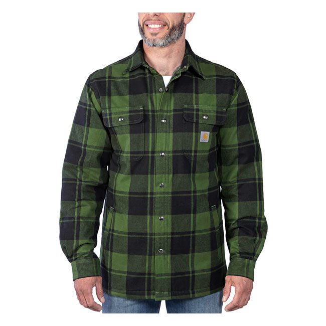 Carhartt Flannel Sherpa-Lined Shirt Chive - FREE UK Shipping, FREE 365 Day Returns | Moto Central