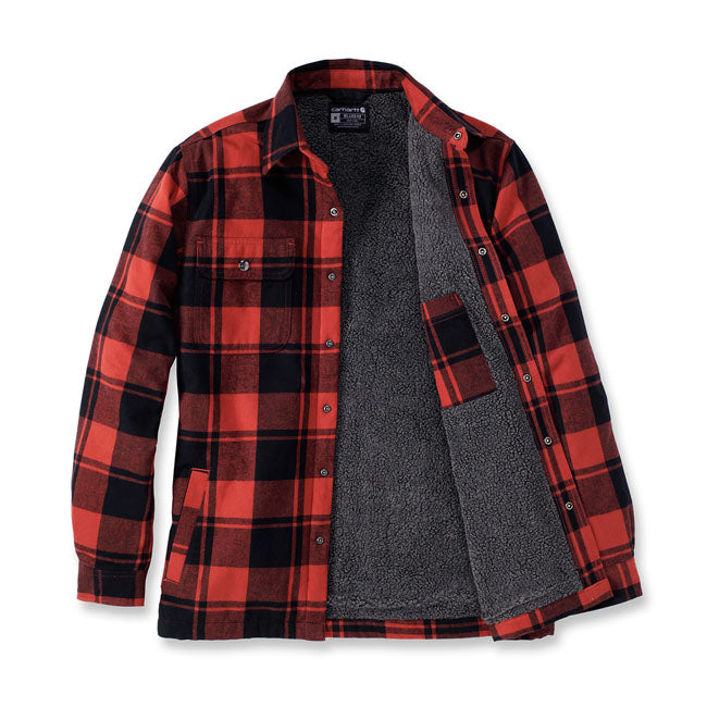 Carhartt Flannel Sherpa-Lined Shirt Red Ochre  - FREE UK Delivery - Moto Central