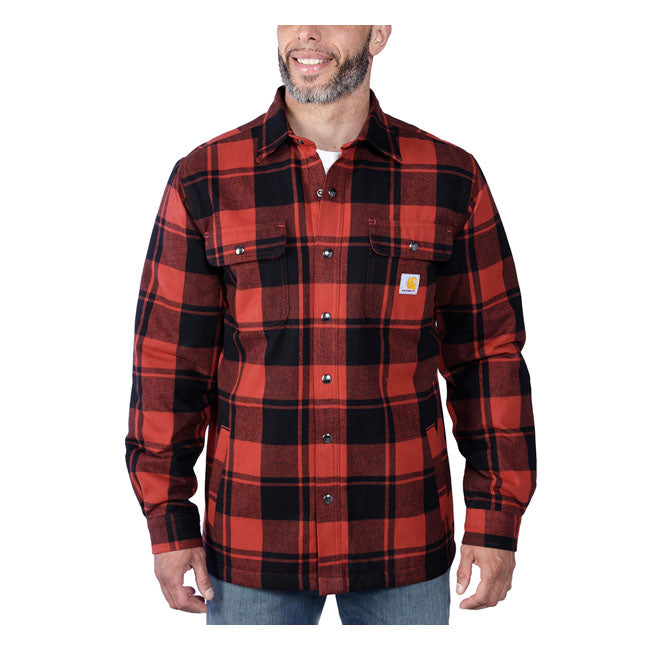 Carhartt Flannel Sherpa-Lined Shirt Red Ochre  - FREE UK Delivery - Moto Central