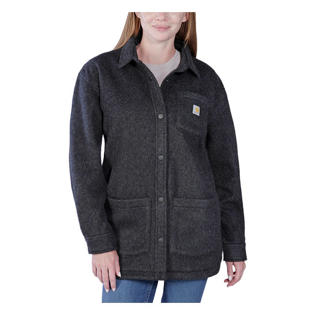 Carhartt Fleece Ladies Overshirt Black Heather - FREE UK Shipping, FREE 365 Day Returns | Moto Central