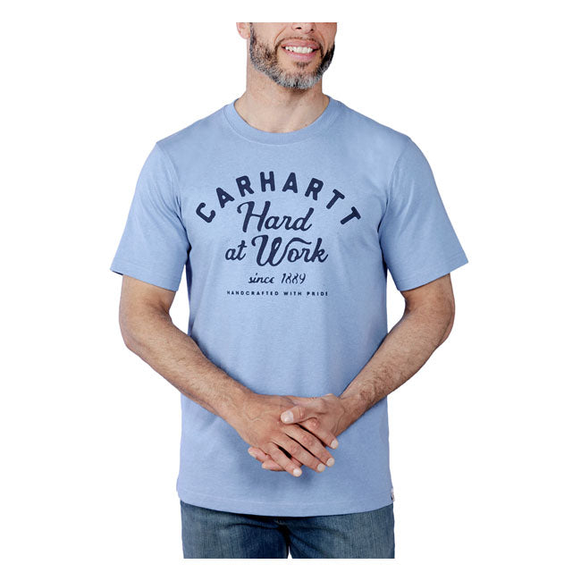 Carhartt Hard At Work T-Shirt Skystone Heather - FREE UK Shipping, FREE 365 Day Returns | Moto Central