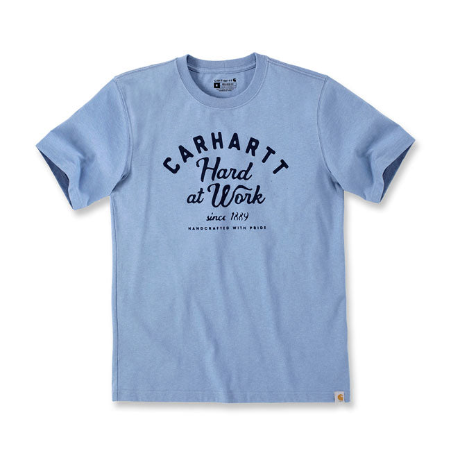 Carhartt Hard At Work T-Shirt Skystone Heather - FREE UK Shipping, FREE 365 Day Returns | Moto Central