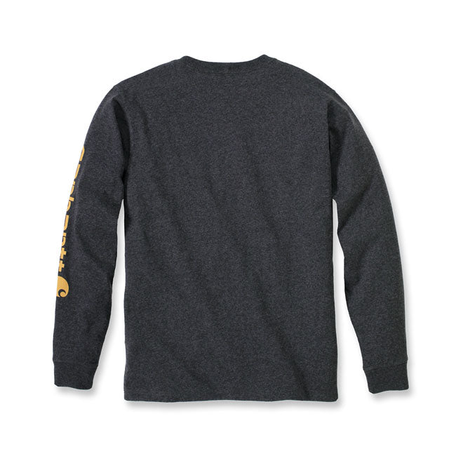 Carhartt Logo Long Sleeves T-Shirt Carbon Heather - FREE UK Shipping, FREE 365 Day Returns | Moto Central