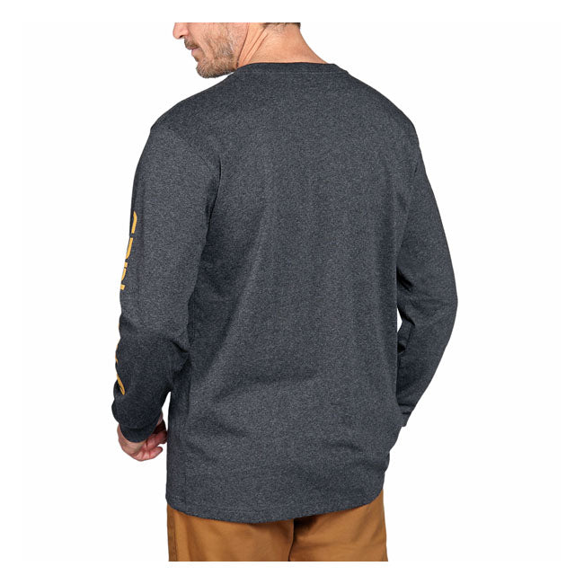 Carhartt Logo Long Sleeves T-Shirt Carbon Heather - FREE UK Shipping, FREE 365 Day Returns | Moto Central