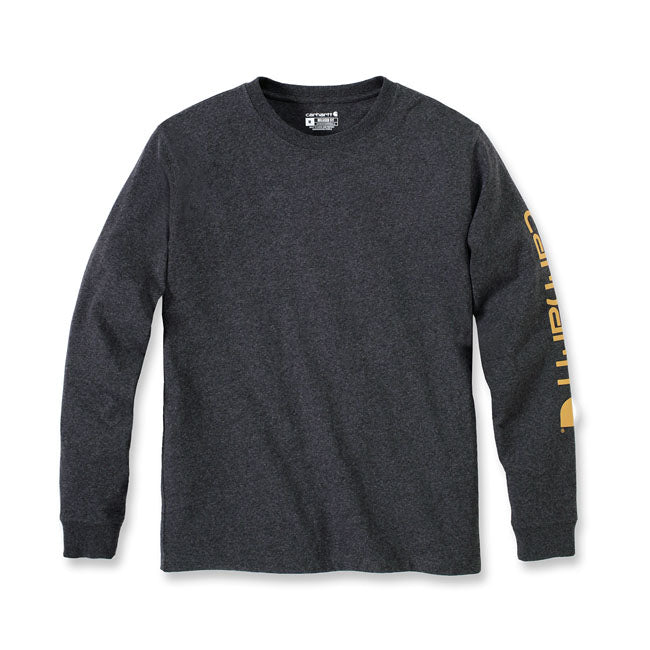 Carhartt Logo Long Sleeve T-Shirt Carbon Heather - FREE UK Shipping, FREE 365 Day Returns | Moto Central