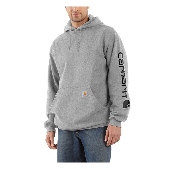 Carhartt Sleeve Logo Hoodie Grey / Black - FREE UK Shipping, FREE 365 Day Returns | Moto Central