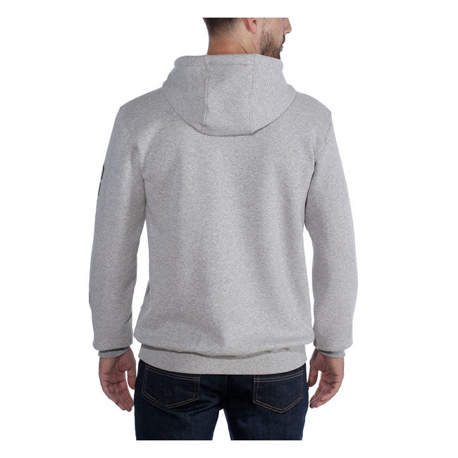 Carhartt Sleeve Logo Hoodie Grey / Black - FREE UK Shipping, FREE 365 Day Returns | Moto Central