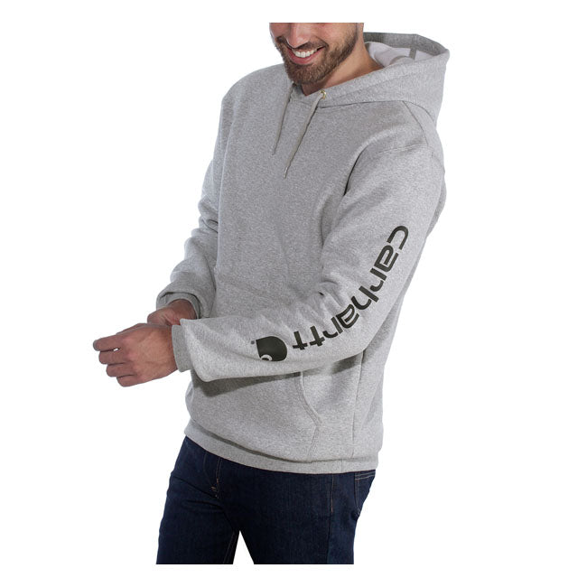 Carhartt Sleeve Logo Hoodie Grey / Black - FREE UK Shipping, FREE 365 Day Returns | Moto Central