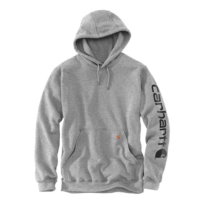 Carhartt Sleeve Logo Hoodie Grey / Black  - FREE UK Shipping, FREE 365 Day Returns | Moto Central