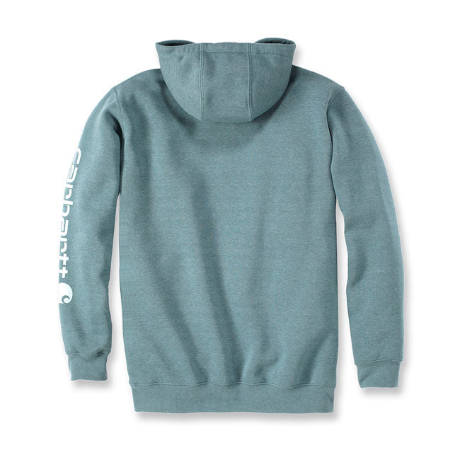 Carhartt Sleeve Logo Hoodie Sea Pine Heather - FREE UK Shipping, FREE 365 Day Returns | Moto Central