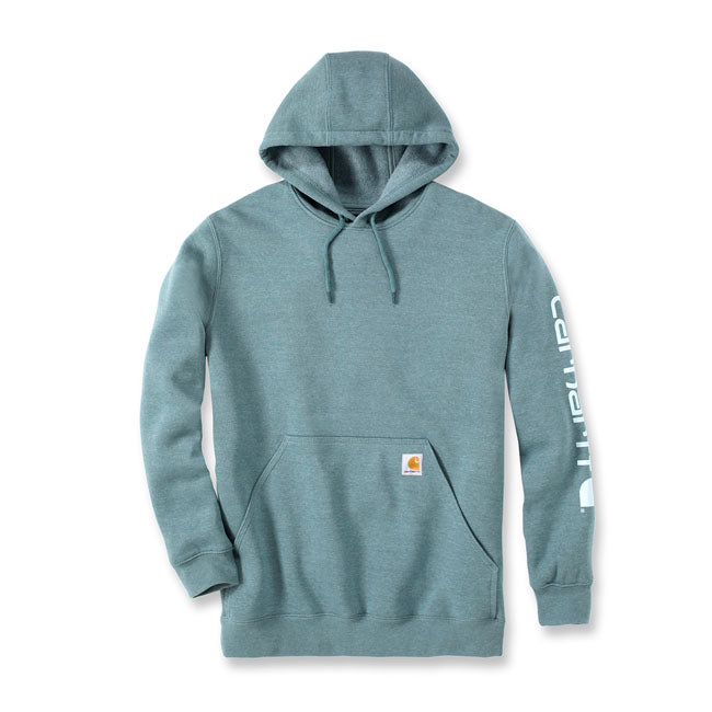 Carhartt Sleeve Logo Hoodie Sea Pine Heather - FREE UK Shipping, FREE 365 Day Returns | Moto Central