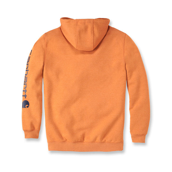 Carhartt Sleeve Logo Hoodie Marmalade Heather - FREE UK Shipping, FREE 365 Day Returns | Moto Central