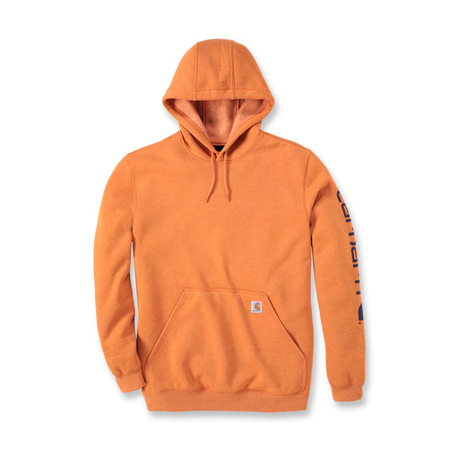 Carhartt Sleeve Logo Hoodie Marmalade Heather - FREE UK Shipping, FREE 365 Day Returns | Moto Central