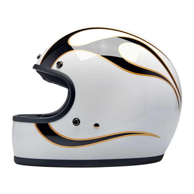 Biltwell Gringo Full Face Helmet Gloss White / Black Flames