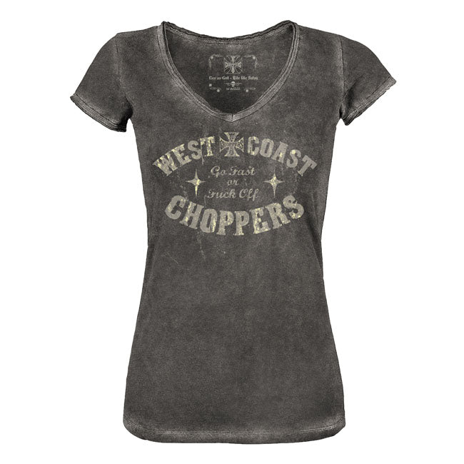 West Coast Choppers Go Fast Or F**k Off Ladies T-Shirt Black - FREE UK Shipping, FREE 365 Day Returns | Moto Central