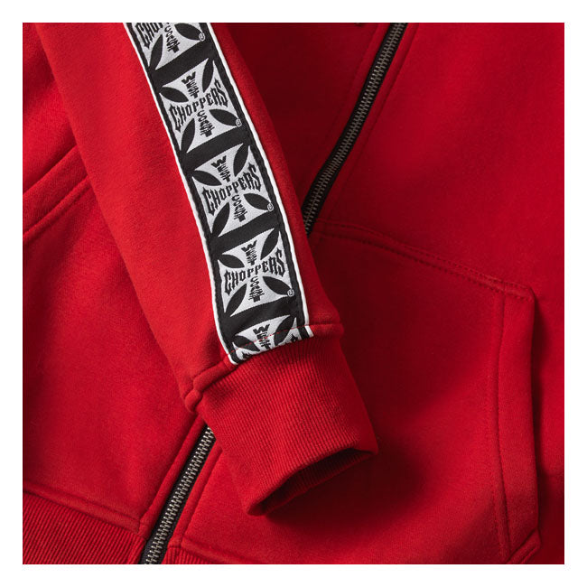 West Coast Choppers Taped Zip Hoodie Red - FREE UK Shipping, FREE 365 Day Returns | Moto Central