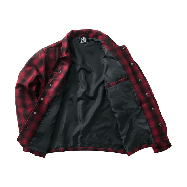 West Coast Choppers Wool Lined Plaidshirt Red / Black  - FREE UK Delivery - Moto Central