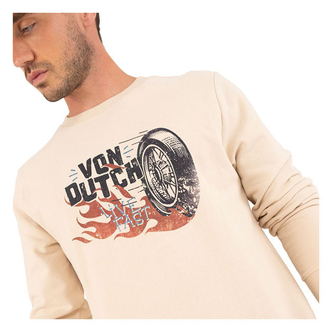 Von Dutch Bang Sweatshirt Creme - FREE UK Shipping, FREE 365 Day Returns | Moto Central