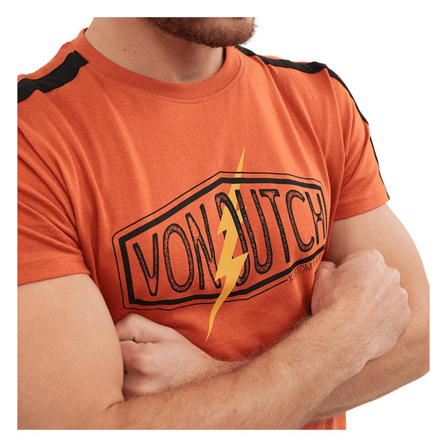 Von Dutch Flash T-Shirt Orange - FREE UK Shipping, FREE 365 Day Returns | Moto Central