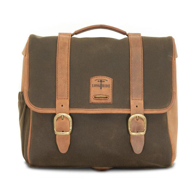 Longride Classic Saddlebag Waxed Cotton Marron Brown  - FREE UK Shipping, FREE 365 Day Returns | Moto Central