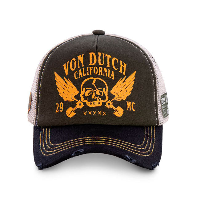 Von Dutch Crew Cap Black / Orange - FREE UK Shipping, FREE 365 Day Returns | Moto Central