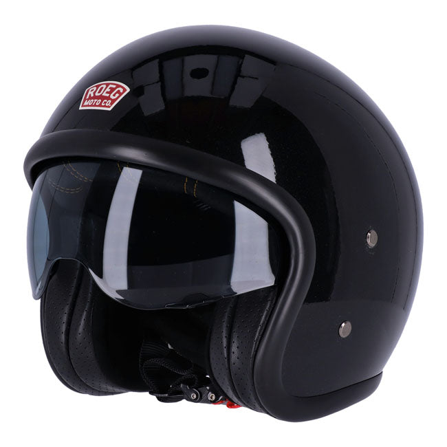 Roeg Sundown Open Face Helmet Gloss Black - FREE UK Shipping, FREE 365 Day Returns | Moto Central